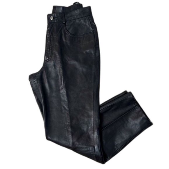 Cache Leather Pants High Rise Black Size 8 - Picture 3 of 11